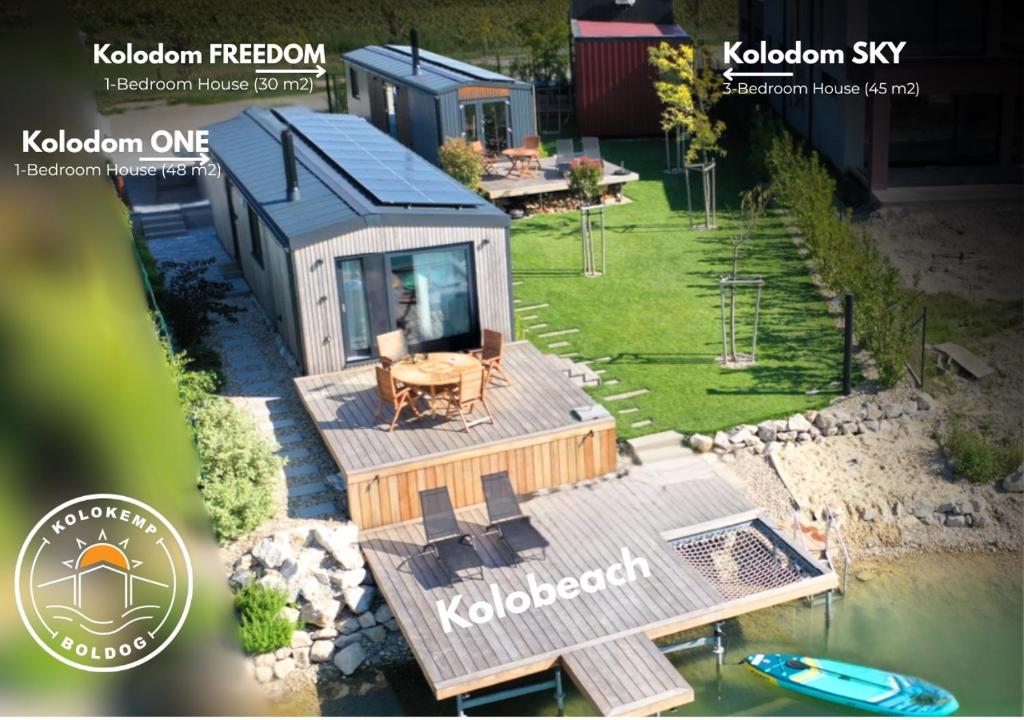 a rendering of a tiny house on the water at Kolokemp pri súkromnom jazere Boldog in Senec