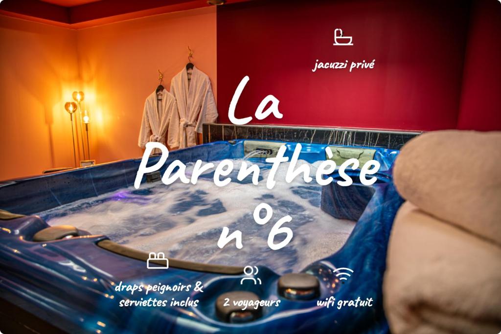 a poster of a bathroom with a bath tub at La Parenthèse Numéro 6 - Jacuzzi Reims in Reims