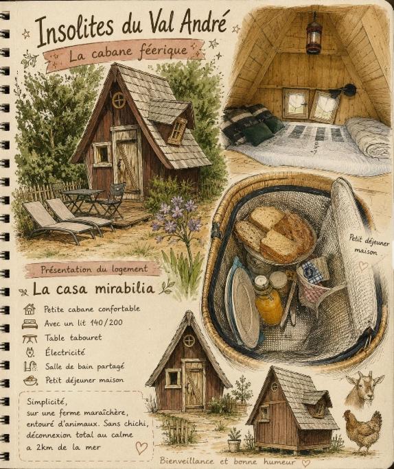 an old advertisement for a house and a room at cabane féérique in Pléneuf-Val-André