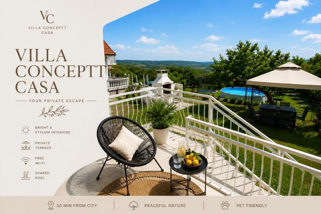 a view from the balcony of a villa correspondent casa at Villa Conceptt casa in Jasenak