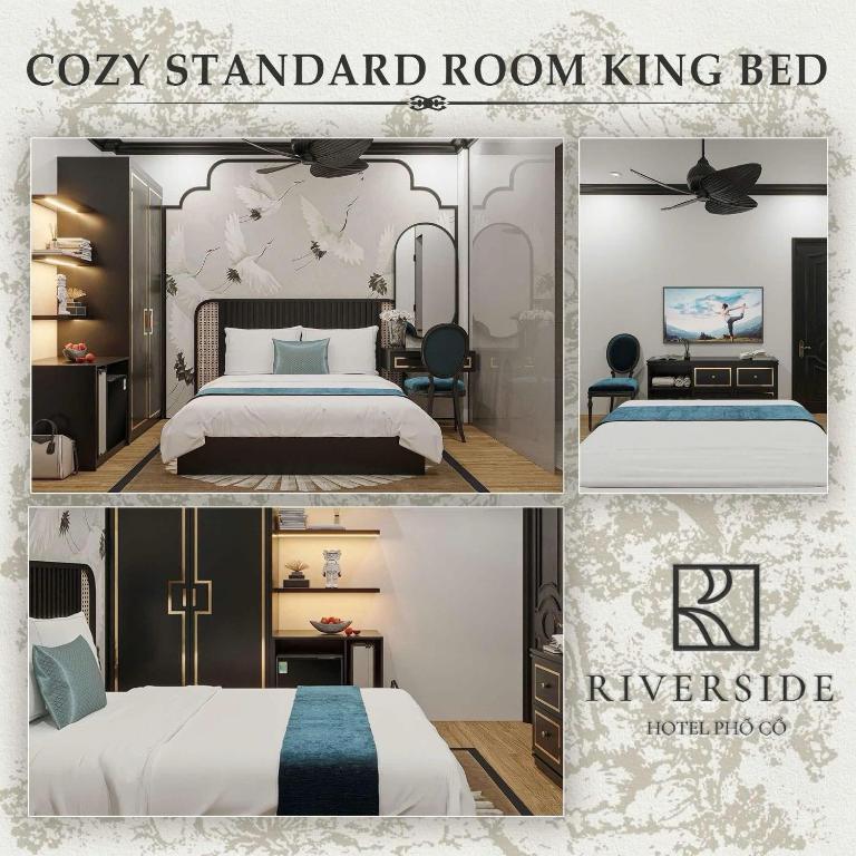 a collage of pictures of a room with a bed at Riverside Hotel in Kỳ Vĩ