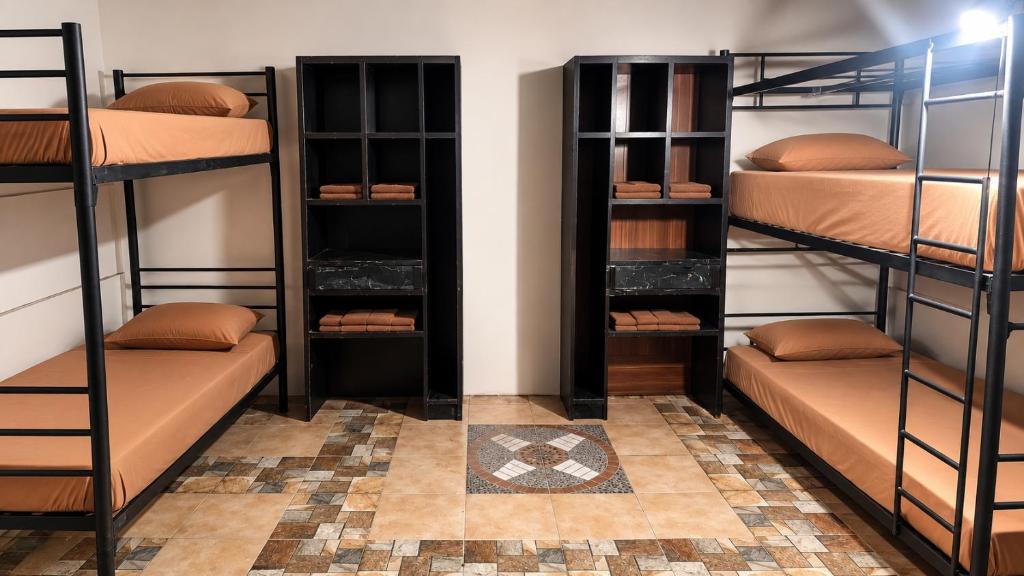 a room with four bunk beds in a room at My Backpacker House in Gili Trawangan