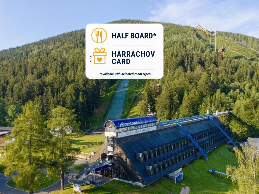 a sign that readshalf board harariotechnology card at Hotel Skicentrum in Harrachov