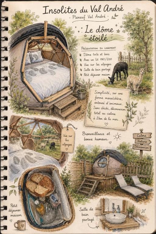 an illustration of a page of a book with a bed at Dôme étoilé in Pléneuf-Val-André