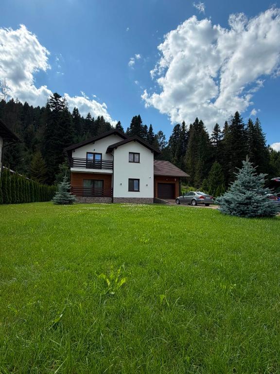 a house in the middle of a green field at Voronet Retreat in Voronet