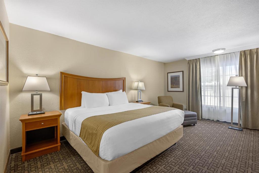 a hotel room with a large bed and a window at Best Western Swiss Clock Inn in Pecos