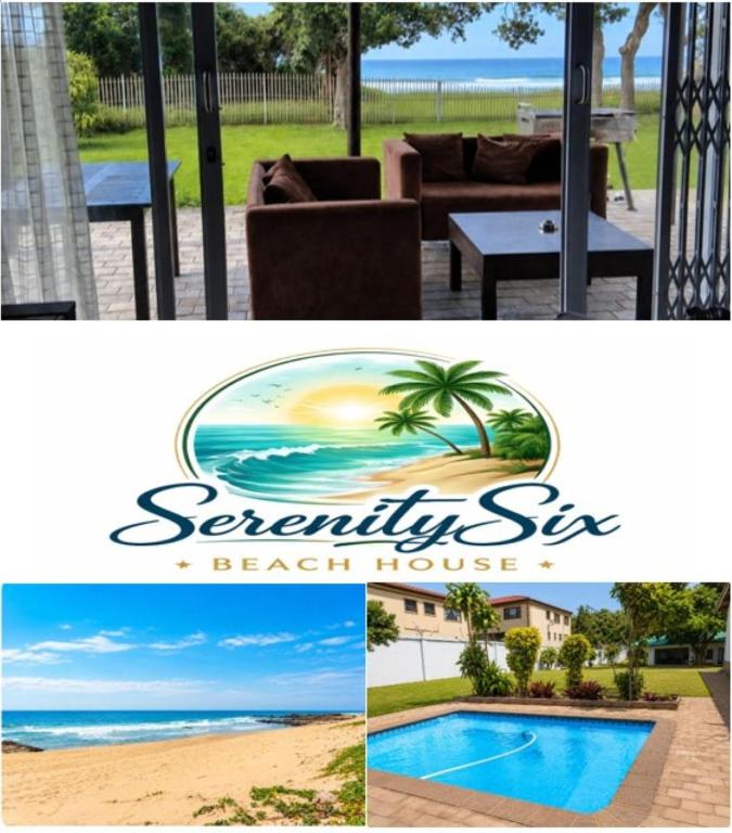 a collage of two pictures of a beach house at Serenity Six Beach House in Hibberdene
