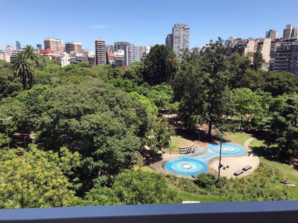 an aerial view of a park in a city at Palermo facing Las Heras Park in Buenos Aires