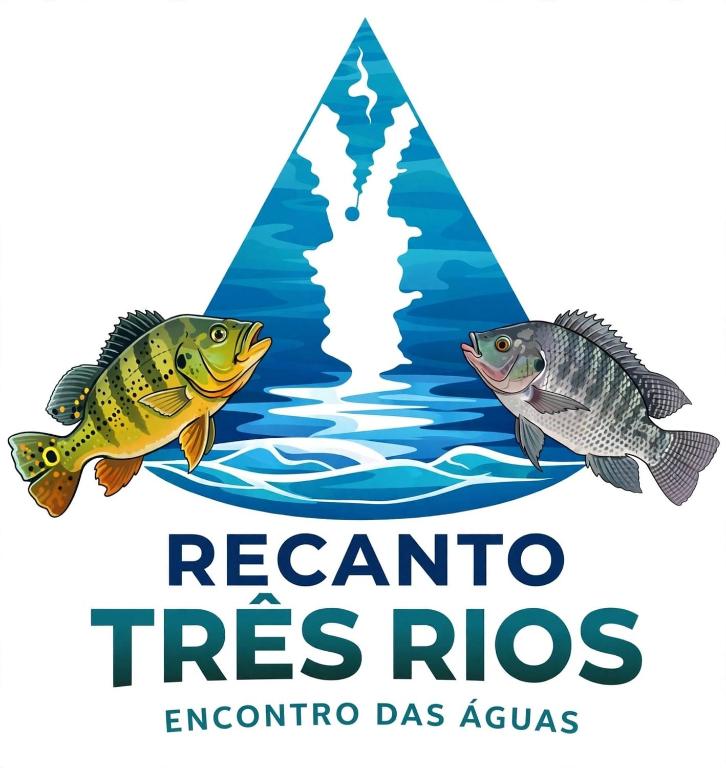 two fish in the water with a sail and the text regarding trees ratios at Recanto Três Rios in Santa Clara dʼOeste