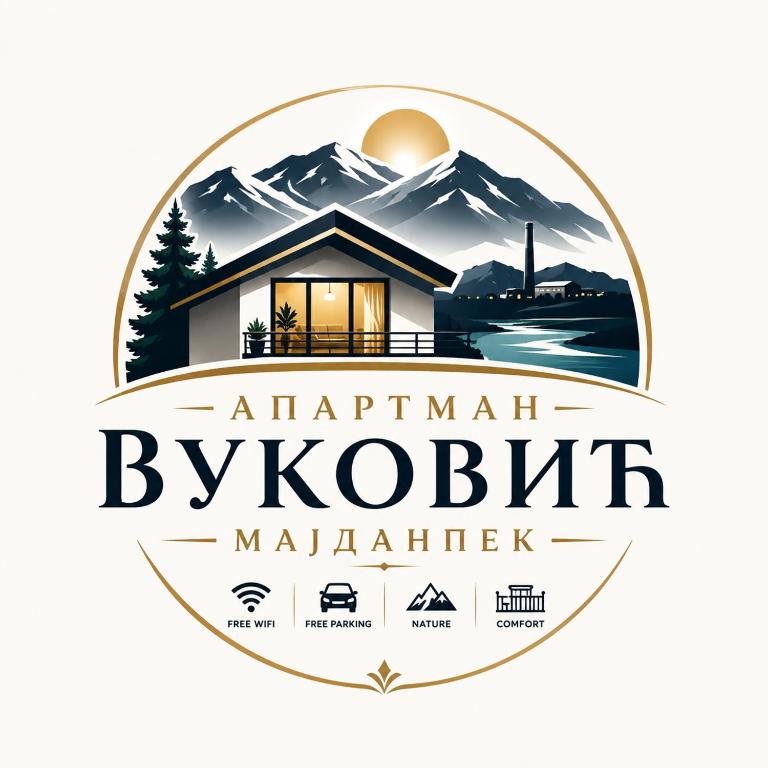 a badge with a villa in the mountains and the inscription antalyani b at Apartman Vuković, Majdanpek in Majdanpek
