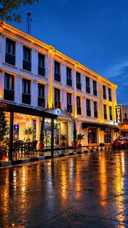 a building on a city street at night at EnkayaHotel in Nicosia