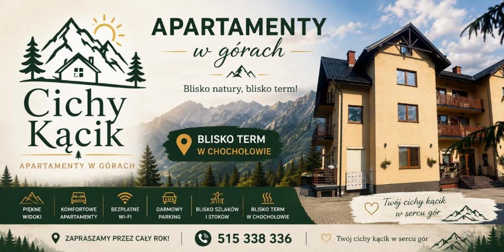 a poster for a resort in the mountains at Cichy Kącik in Ciche
