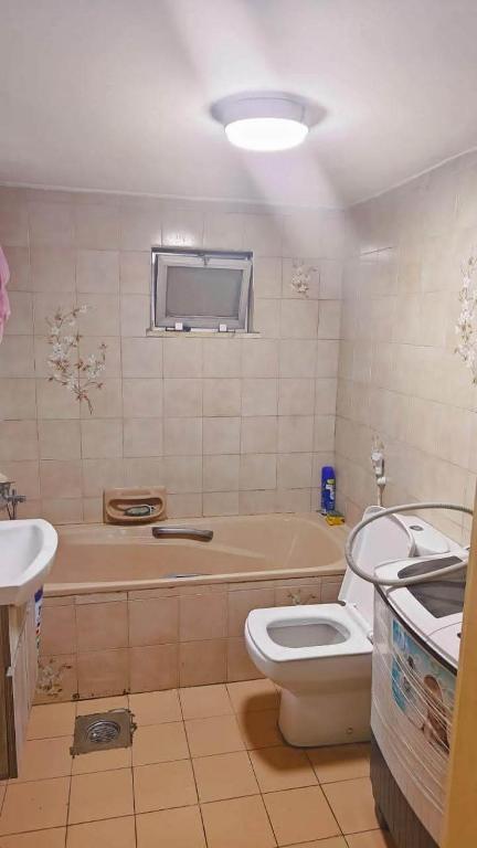 a bathroom with a tub and a toilet and a sink at Egypt holiday in Alexandria
