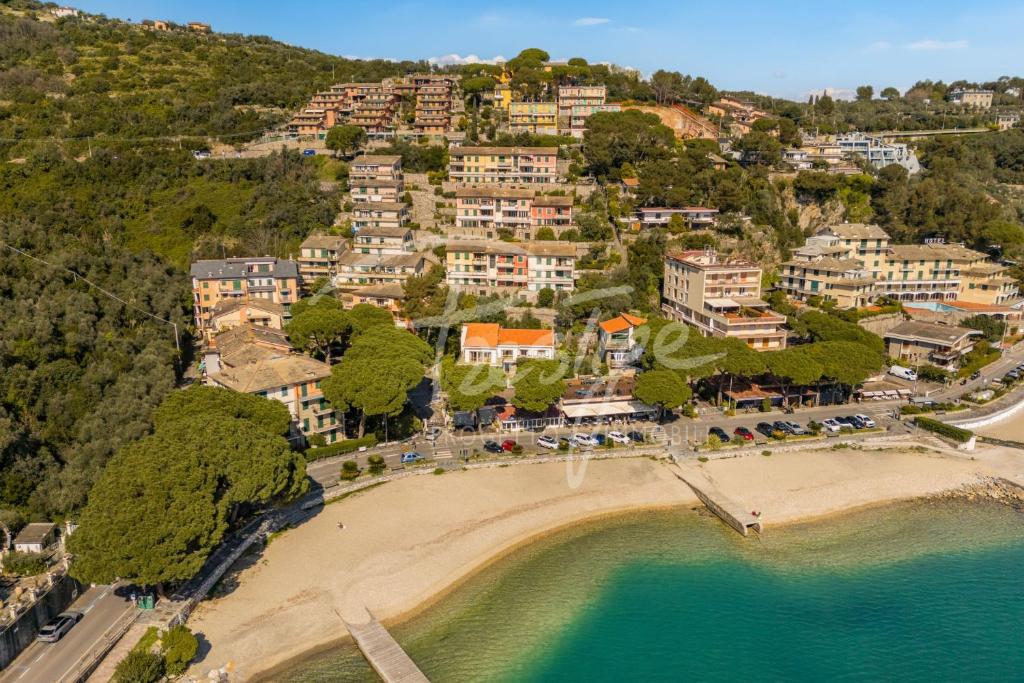 an aerial view of a beach with condos at A due passi dal mare in Portovenere