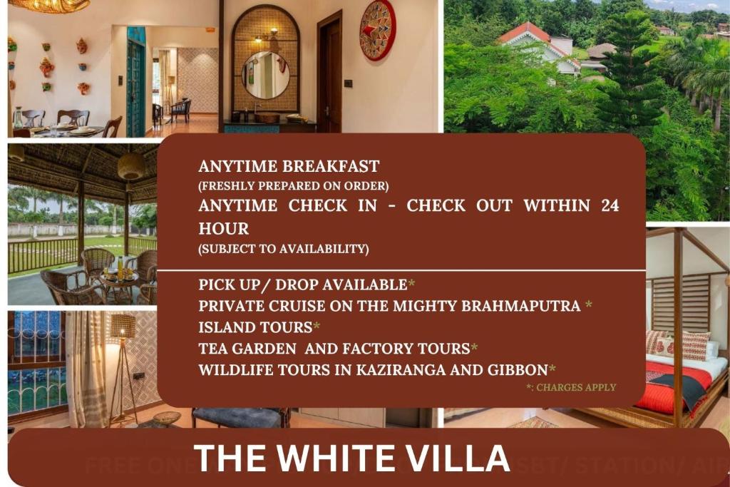 a flyer for the white villa at The White Villa- A Luxurious stay rooted in tradition in Jorhāt