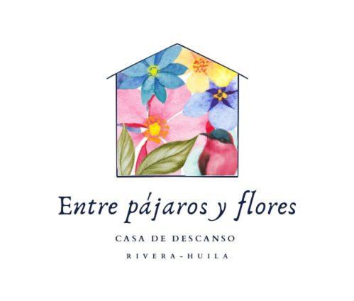 a logo with a flower and a bird at Entre Pajaros y Flores in Rivera