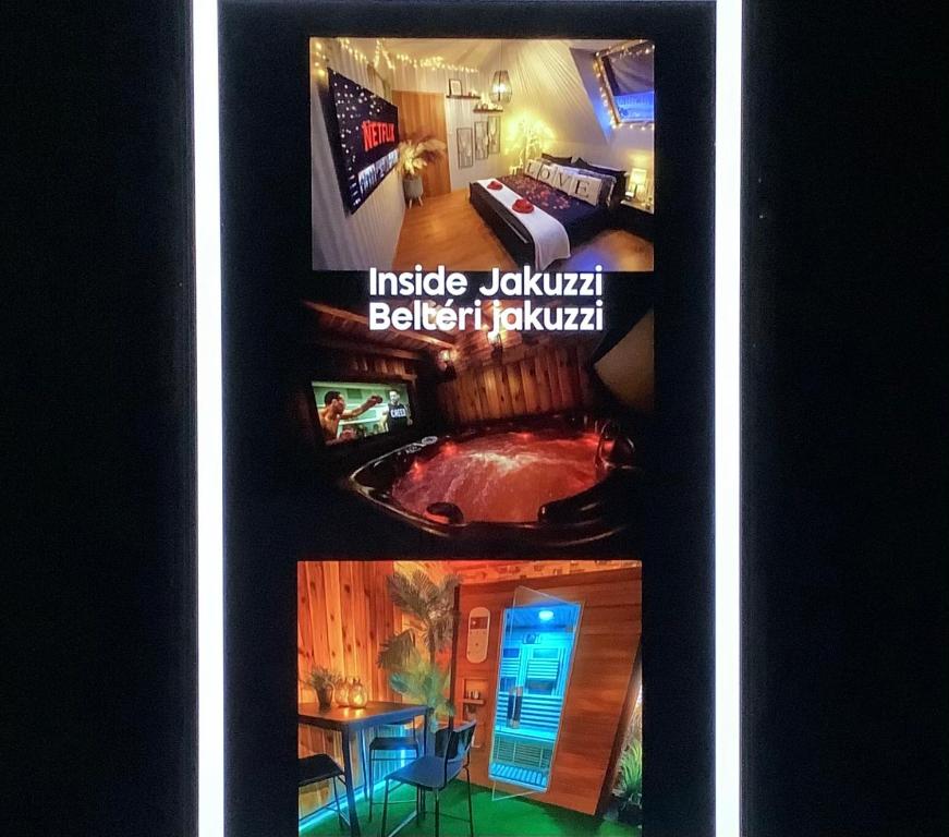 a picture of a room with a bed and a tub at Spa Residence beltéri jakuzzi inside jakuzzi in Veszprémfajsz