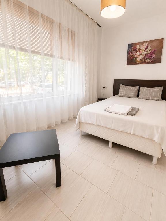 a bedroom with a large bed and a window at AnaBella Apartments Gabrovo in Gabrovo
