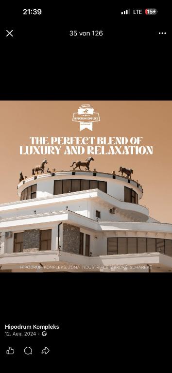 a picture of a cruise ship with the words the fifth best island of luxury at Hipodrum Kompleks in Suharekë