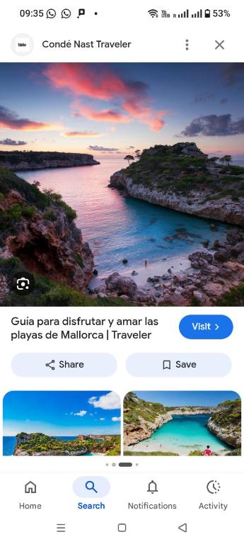 a screenshot of a cell phone of a view of the ocean at Guesthouse Cala Figuera in Cala Figuera