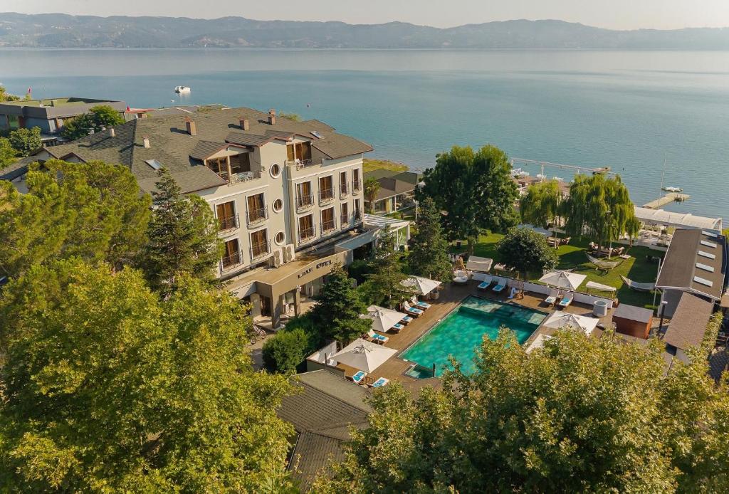 an aerial view of a house with a swimming pool at Lale Boutique Hotel in Sapanca