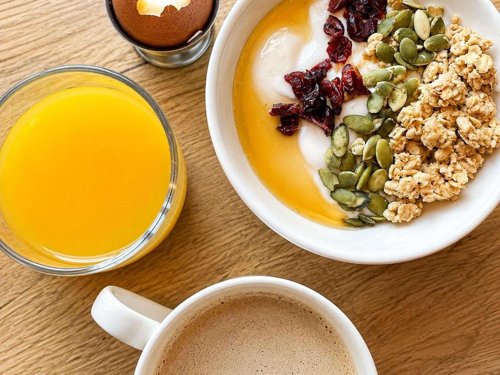 a table with a plate of food and a cup of coffee at Ibis budget Dijon Centre Clemenceau in Dijon