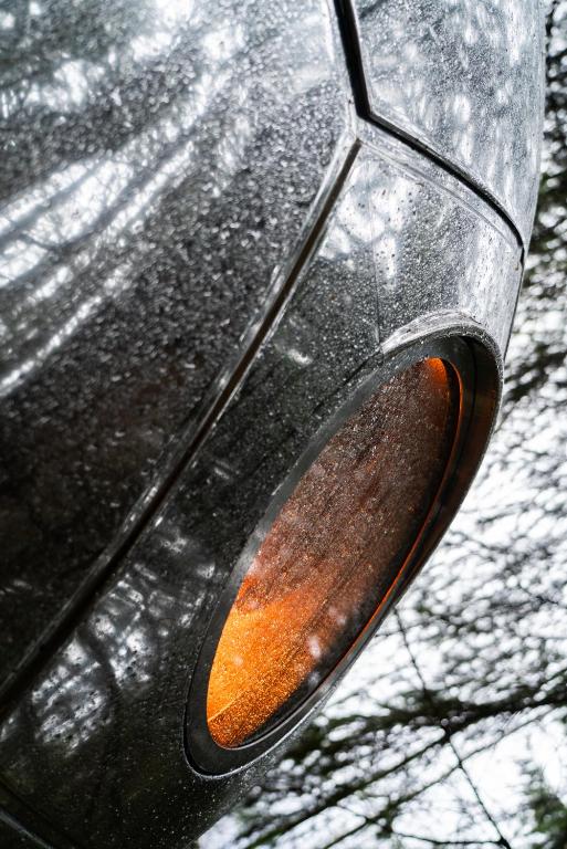 a close up of the front light of a car at Mirror globe Kandasphere in Saint-Gervais-les-Bains