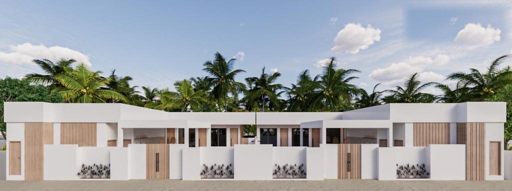 a rendering of a building with palm trees in the background at The Sultanate Fulhadhoo Baa Atoll in Fulhadhoo
