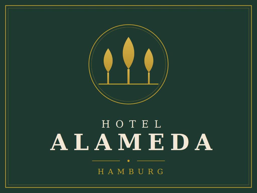 a logo for a hotel alameda hamburger at Hotel Alameda in Hamburg