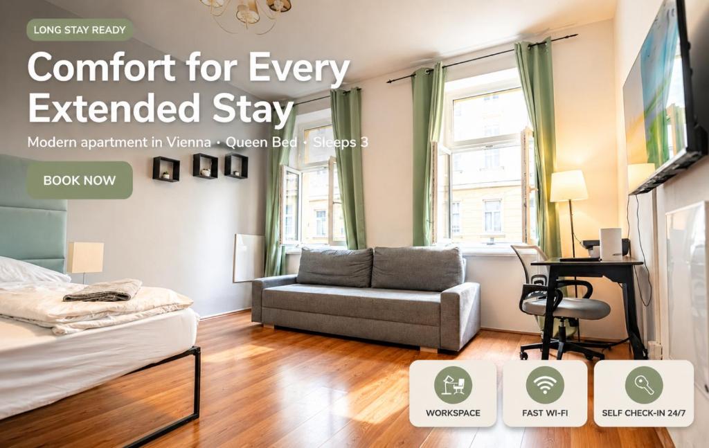 Charming 1BR Apartment Long Stay Prater & Danube