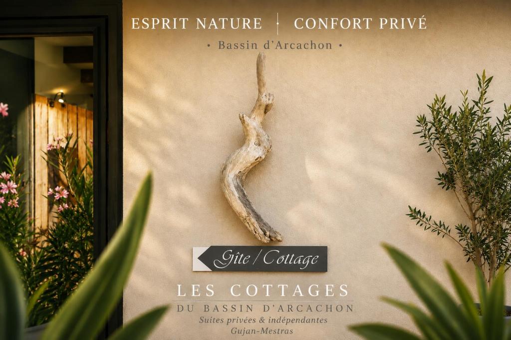 a piece of antlers on the wall of a store at Les Cottages du Bassin d'Arcachon -Proche Parc Ornithologique-Dune du Pilat- Clim- Parking privé in Gujan-Mestras
