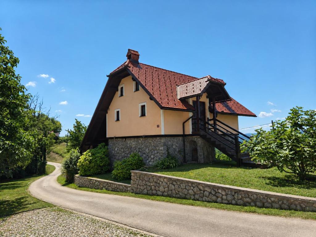 a house on the side of a road at Vineyard Cottage - Ana in Metlika