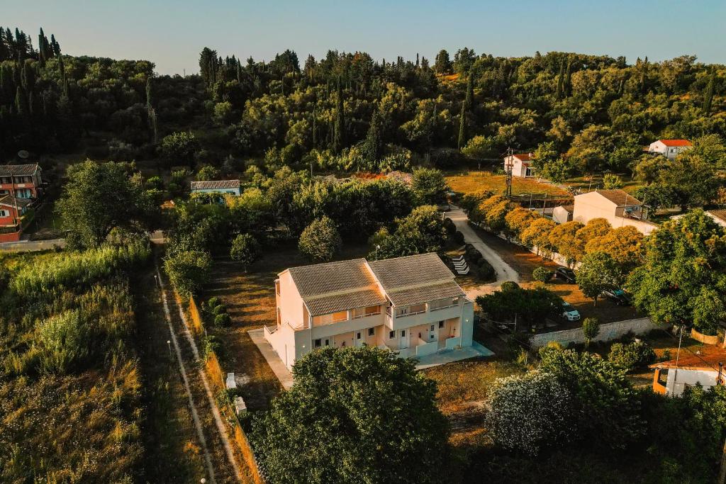 an aerial view of a house in a village at Marina Studios in Sidari