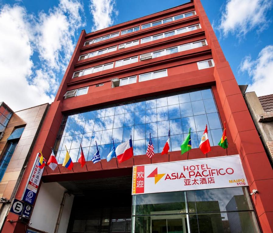 a hotel asia pacific sign in front of a building at Hotel Asia Pacifico in Santiago