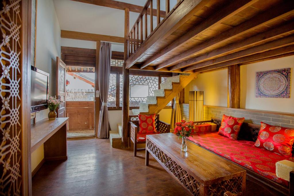 Posezení v ubytování 夕露小榭古城南门店 Xilu Xiaoxie Inn Old Town Lijiang