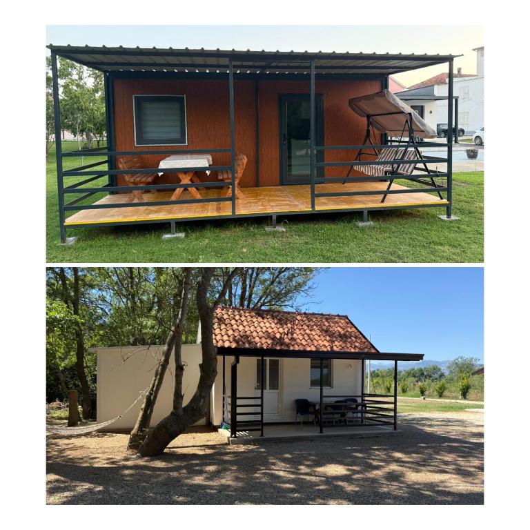 two pictures of a house with a tree at Kucice MMM in Donji Štoj