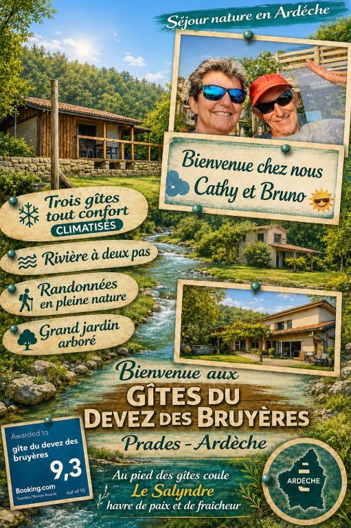 a flyer for a visitor center with a sign at gite du devez des bruyéres in Prades