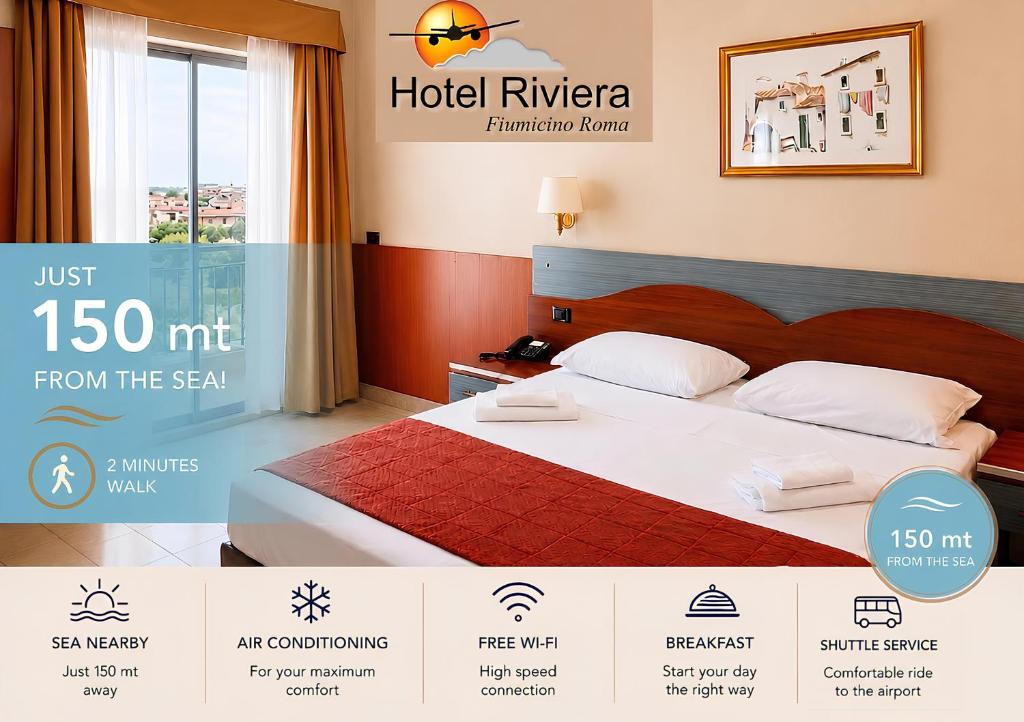 a poster of a hotel room with a bed at Hotel Riviera Fiumicino in Fiumicino