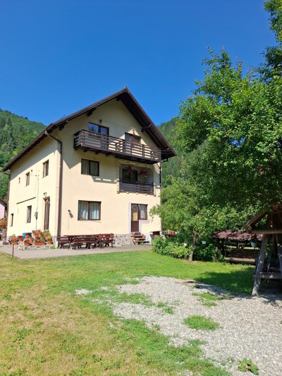 a large house with a large yard in front of it at Vila Dascalita in Moieciu de Sus