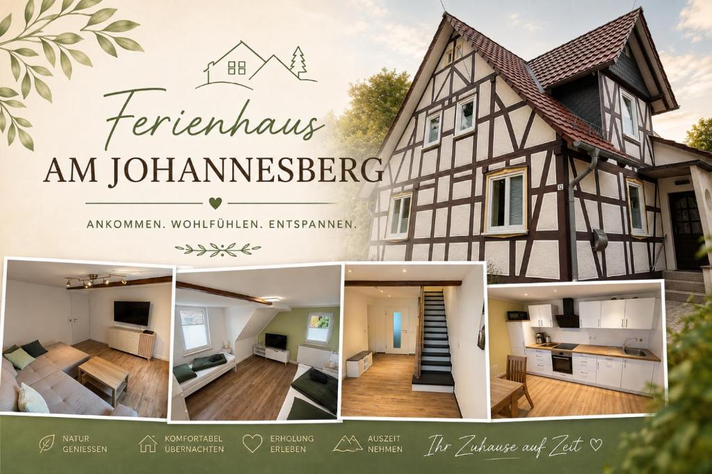 a collage of pictures of a house at Ferienhaus am Johannesberg in Heuthen