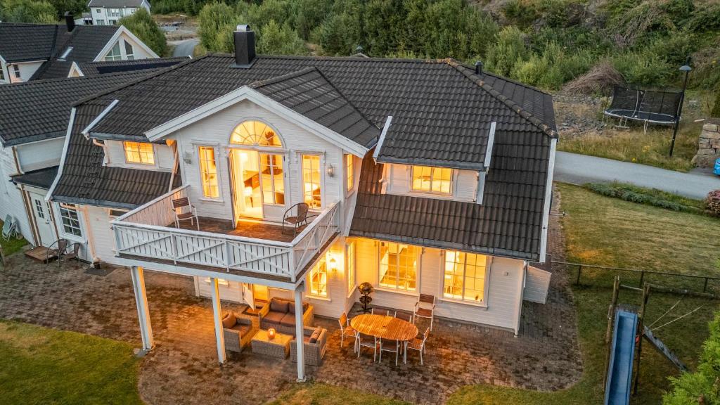 an overhead view of a house with a balcony at Spectacular nature experience at Norway's southern point! in Svenevik
