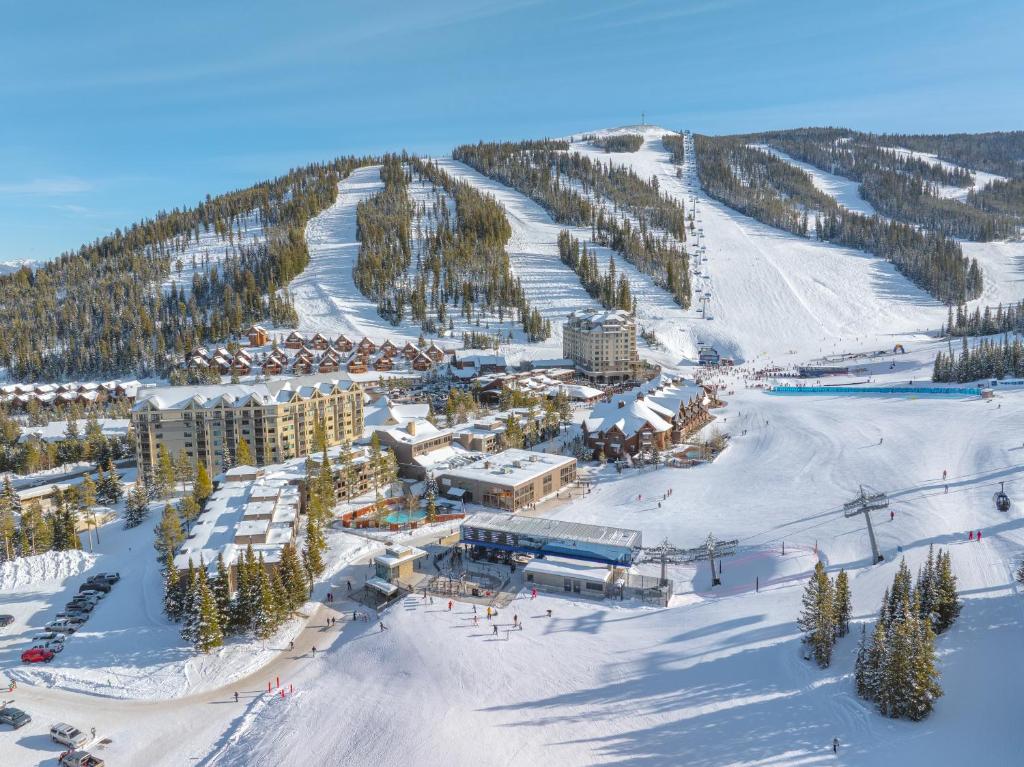 an aerial view of a ski resort in the snow at Huntley Lodge at Big Sky Resort in Big Sky