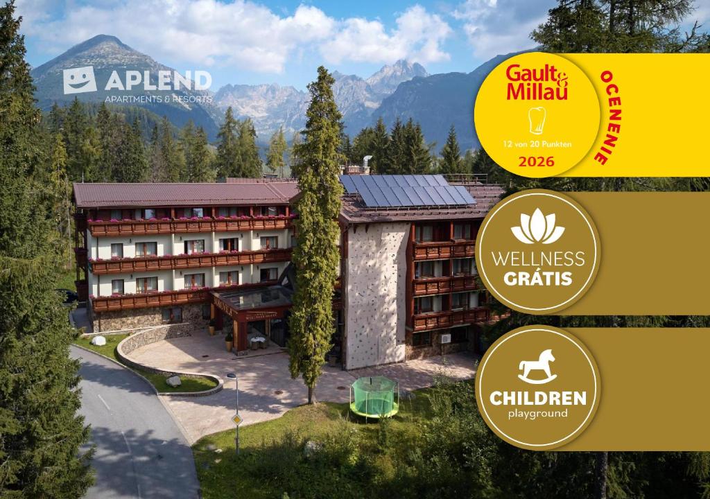 a rendering of a hotel in the mountains at APLEND Wellness Hotel Borovica in Štrbské Pleso