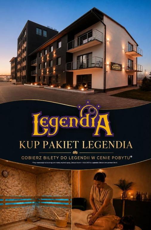 a sign for a kip packet leerkraffenomnia on a building at Apartamenty Katowice by Lantier - Basen & Gabinet SPA in Bytom