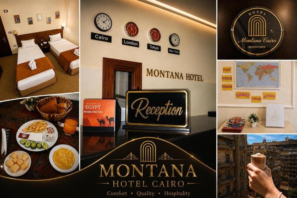 a collage of pictures of a hotel room at Montana Hotel in Cairo
