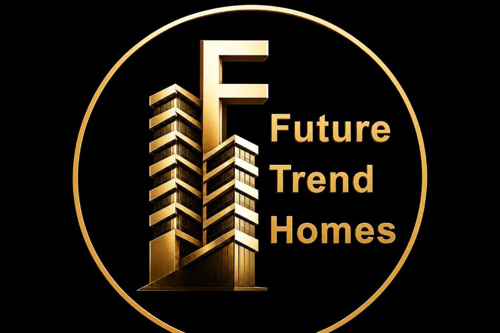 ein goldenes Logo mit dem Schriftzug „Zukunftstrend-Häuser“ in der Unterkunft Futuretrendhomes in Jahi