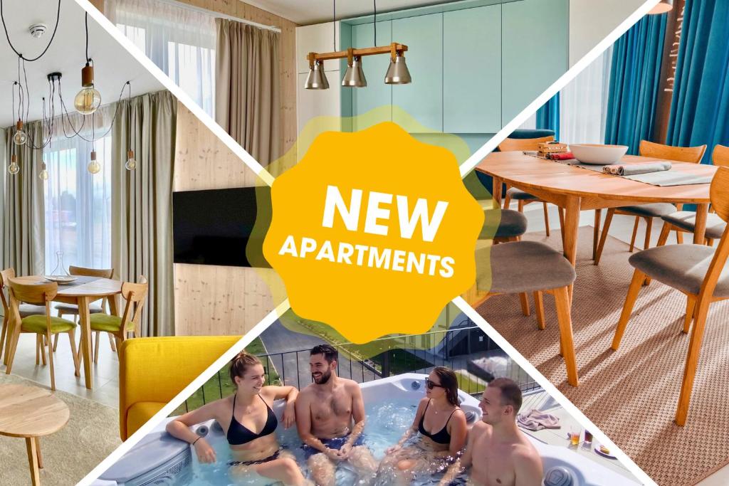 a group of people in a hot tub in a living room at Apartments by Mara Holiday in Liptovský Mikuláš