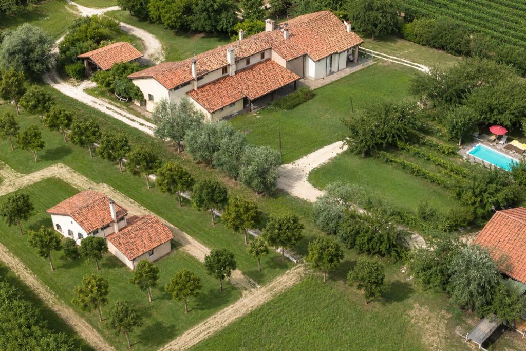 an aerial view of a house with a garden and a pool at Silea Apartments, Pool, Garden, Treviso in Silea