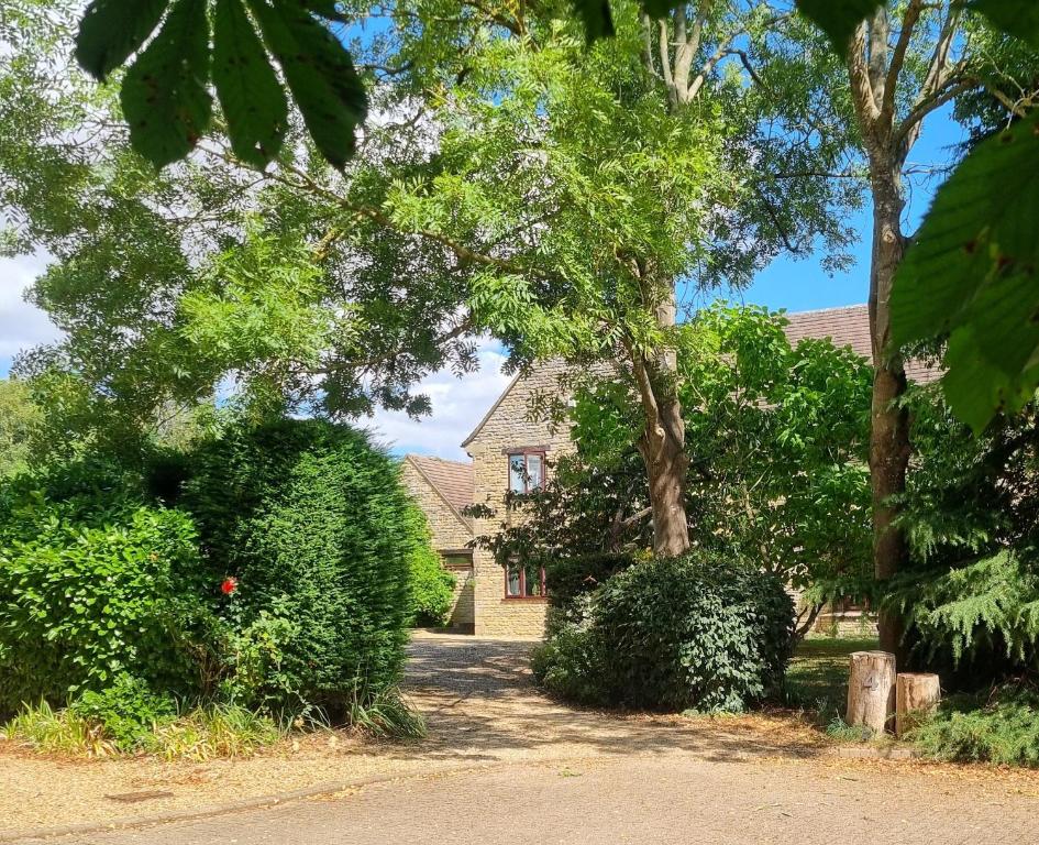 a house with trees and bushes in front of it at A quiet gem just outside Oundle in Oundle