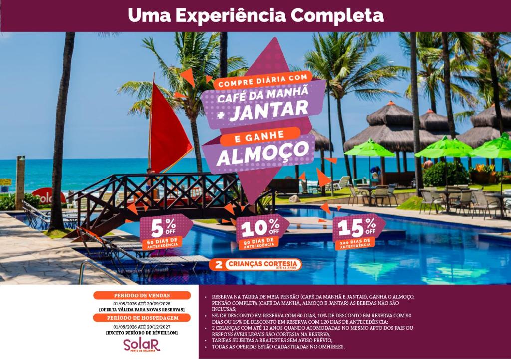 a flyer for a resort with a swimming pool at Hotel Solar Porto de Galinhas in Porto De Galinhas